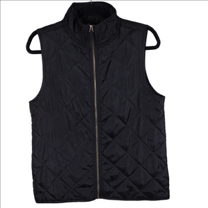 Mud Pie Anthropology Black Funnel Neck Sleeveless Zip Up Light Quilted Vest